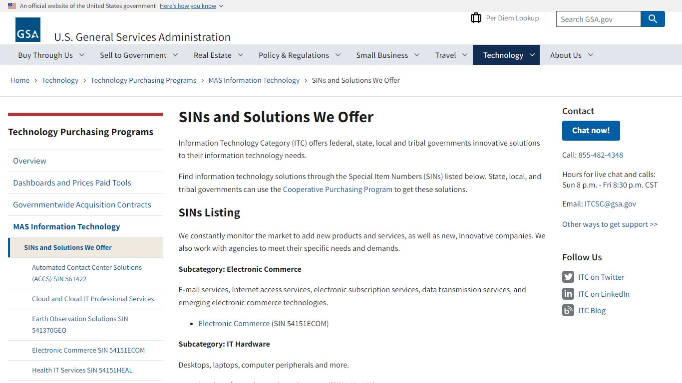SINs and Solutions We Offer | GSA